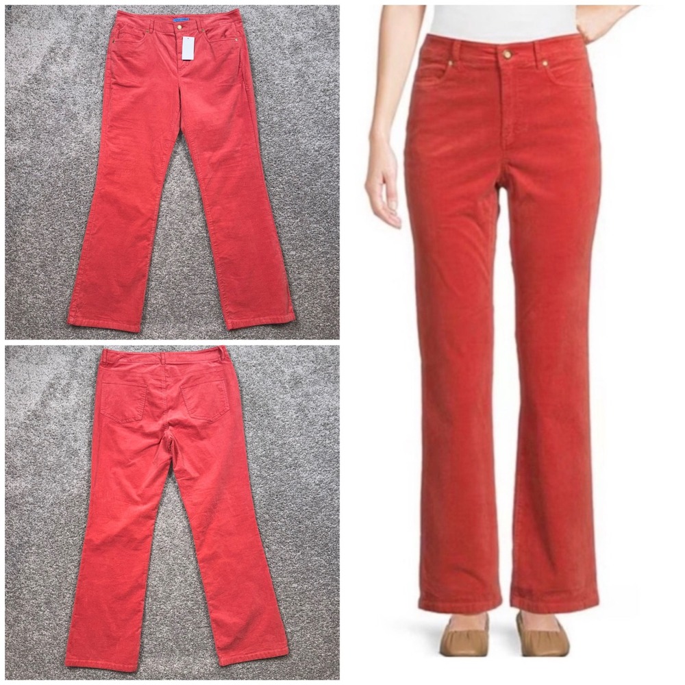 J. McLaughlin Lenni Pant Womens Size 14 Velvet Corduroy Kick Flare Tea Rose NEW
